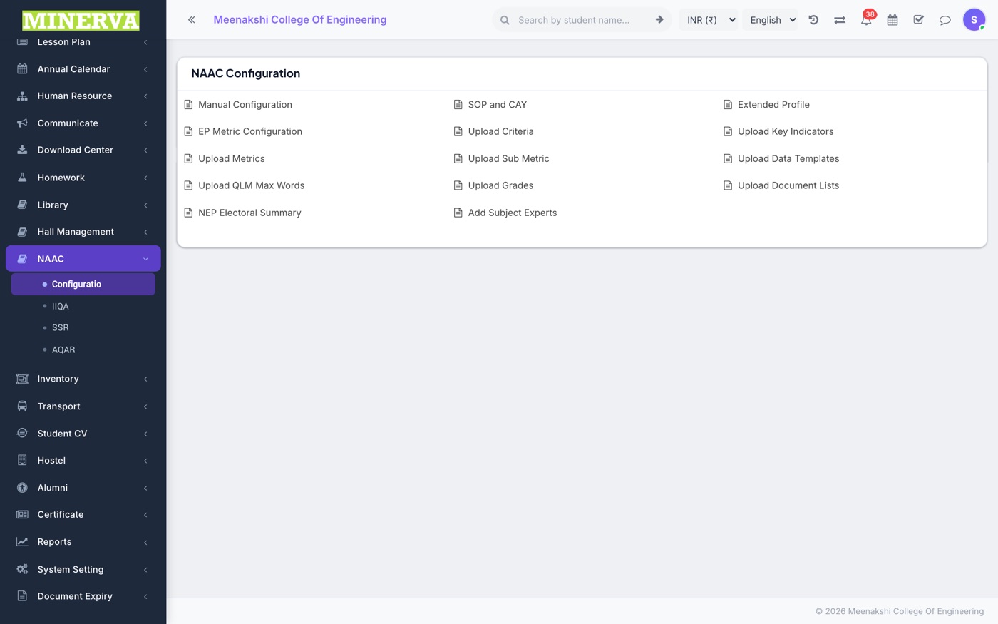 Configuration screen